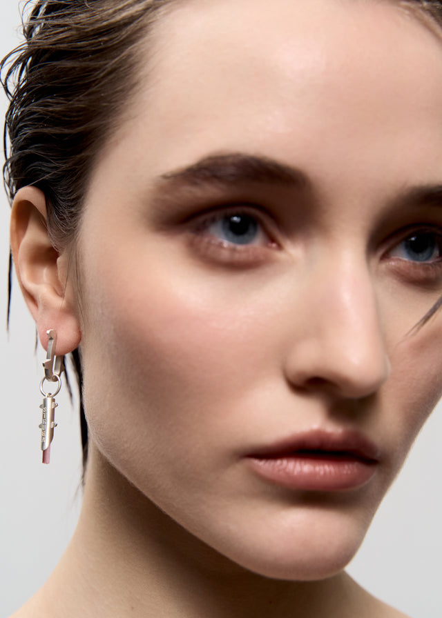Mono Earring Thorn + (S) size Thorn frame with pink tourmaline #3