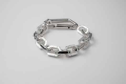 STRUGA Mini Blade Link スターリングシルバーブレスレット カラビナ付き - バリハンドメイド