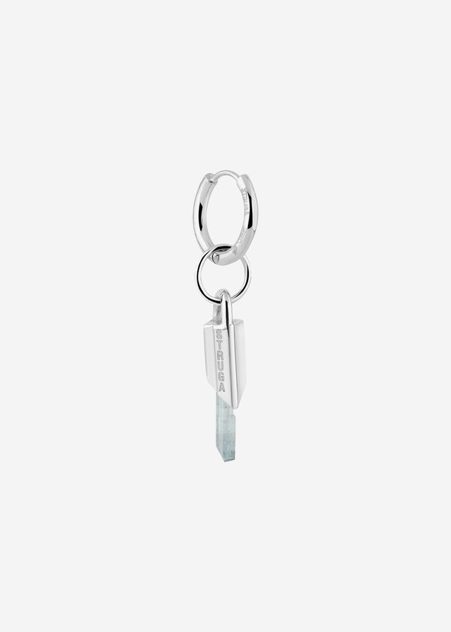 Mono Earring Classic + (M) size Brutalism frame with aquamarine #17