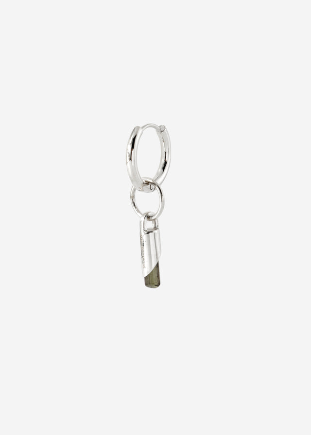 Mono Earring Classic + (S) size cylinder frame with green tourmaline #16