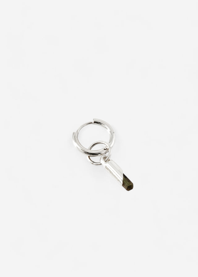 Mono Earring Classic + (S) size cylinder frame with green tourmaline #16