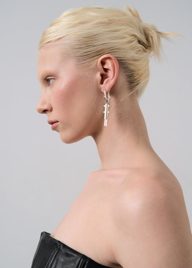 Mono Earring Thorn + (L) size Thorn frame with aquamarine #10