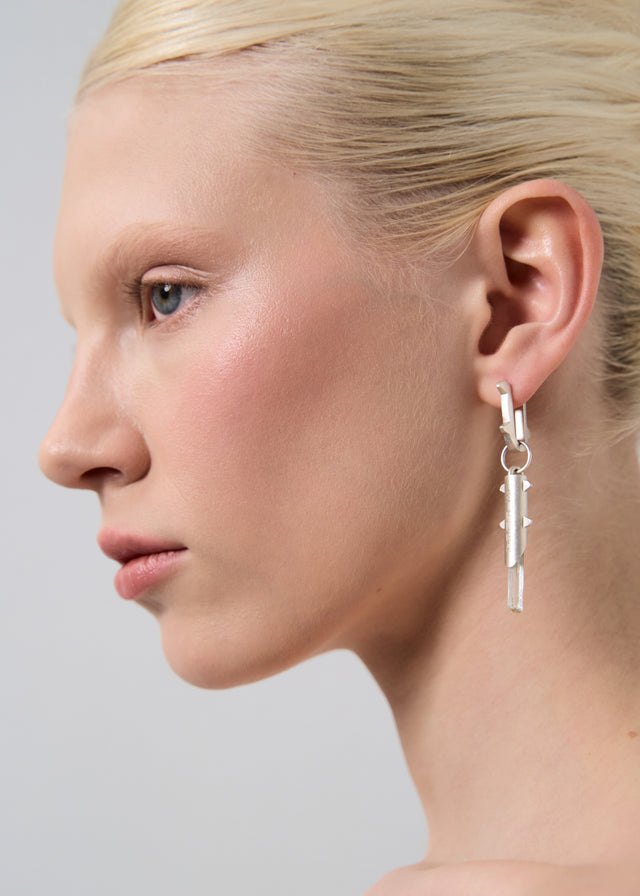 Mono Earring Thorn + (L) size Thorn frame with aquamarine #10