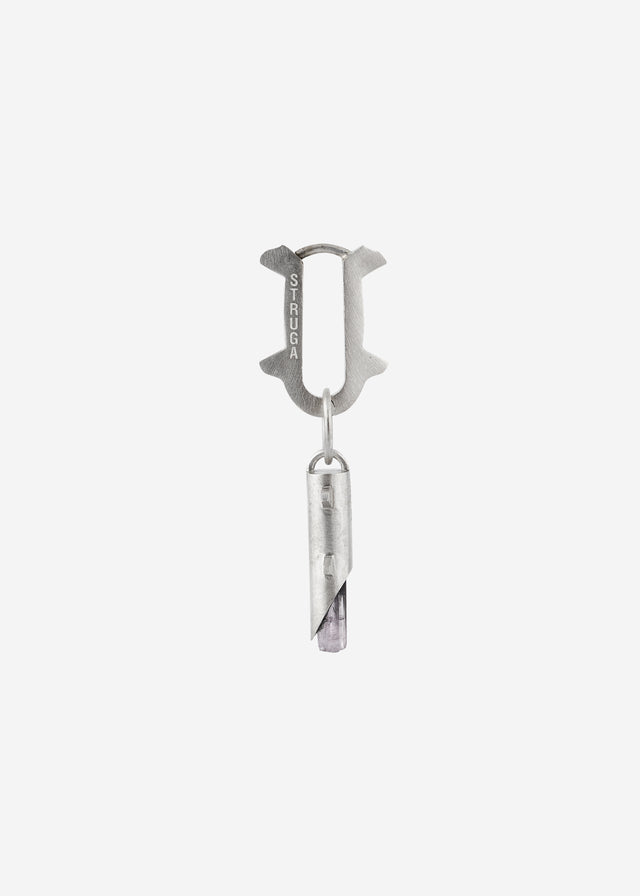 Mono Earring Thorn + (M) size Thorn frame with purple tourmaline #13