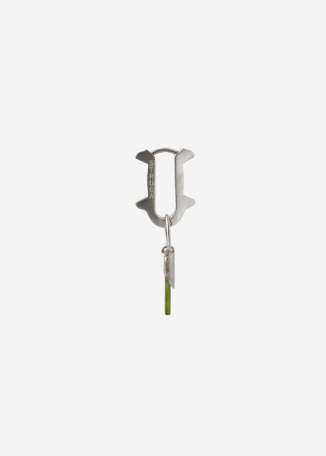 Mono Earring Thorn + (S) size Thorn frame with green tourmaline #8