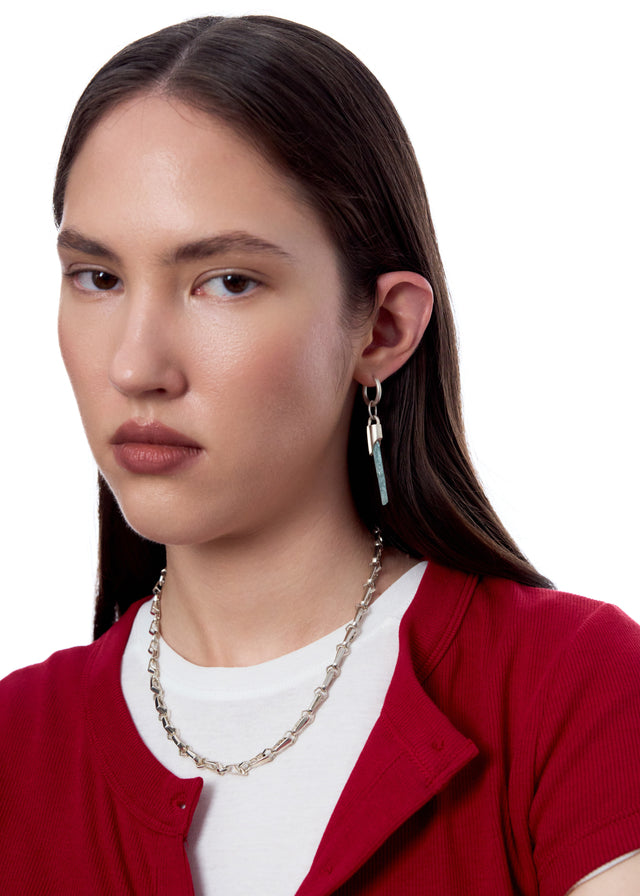 STRUGA Classic + Large Cylinder Frame with Aquamarine #18 Silver Earrings - sterling silver earrings Bali - view 4