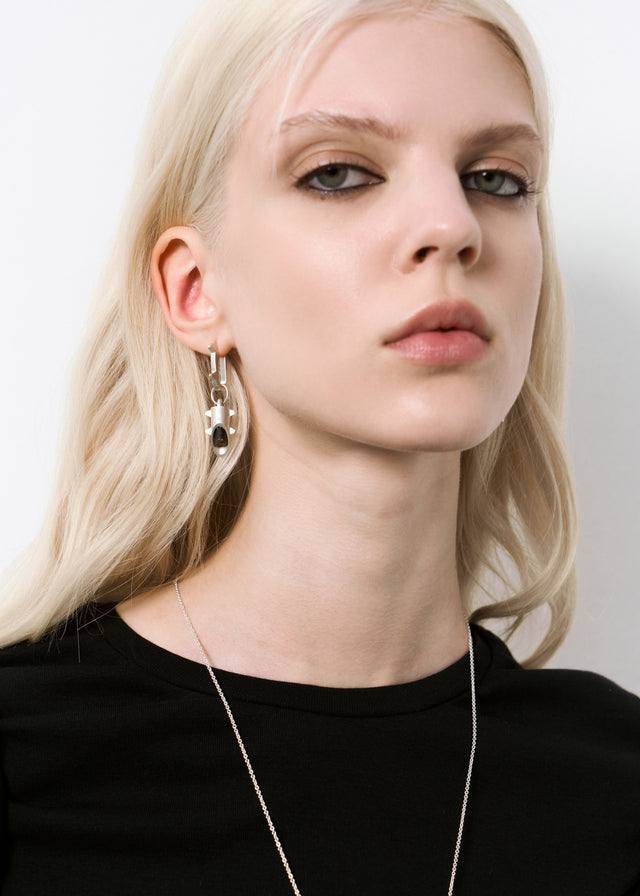 Mono Earring Thorn + (M) size Thorn frame with grey tourmaline #14