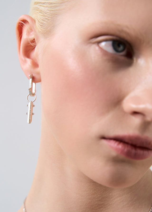 Mono Earring Thorn + (M) size Thorn frame with green tourmaline #6