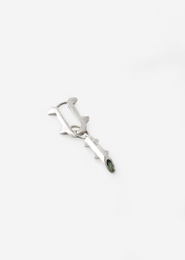 Mono Earring Thorn + (M) size Thorn frame with green tourmaline #6
