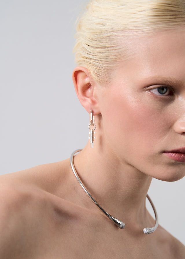 Mono Earring Thorn + (M) size Thorn frame with aquamarine #2