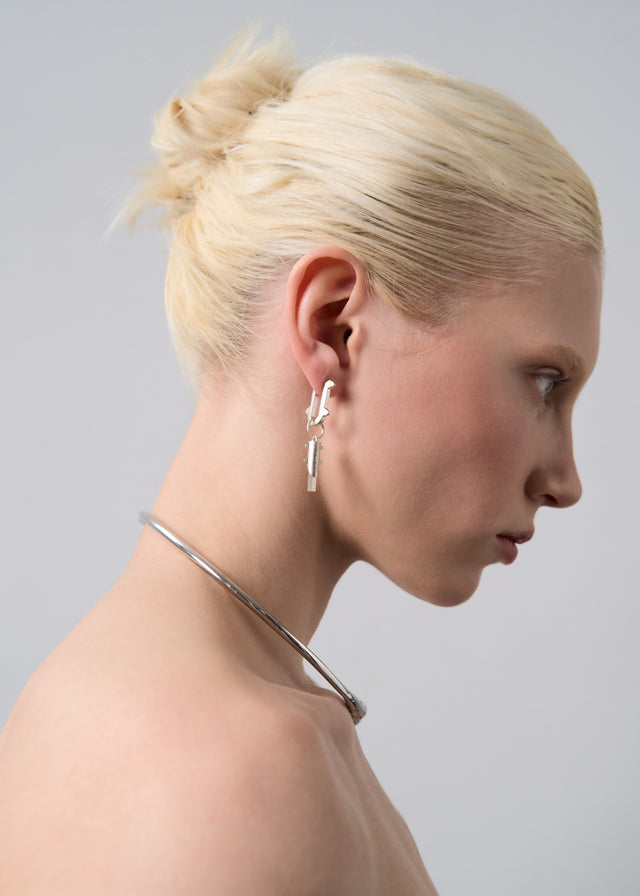 Mono Earring Thorn + (M) size Thorn frame with aquamarine #2