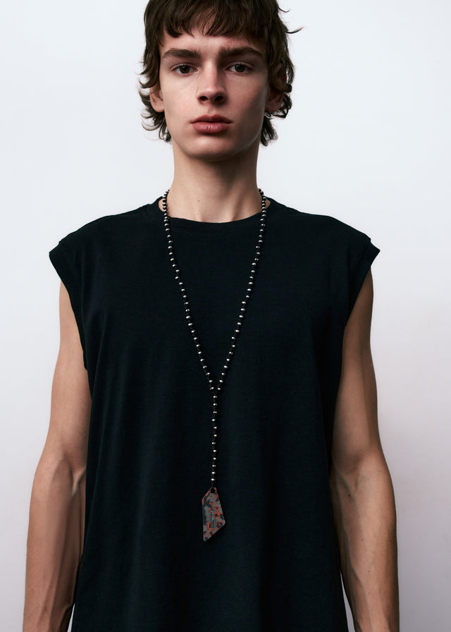 Necklace Asymmetric Bloody fused with meteorite Semchan