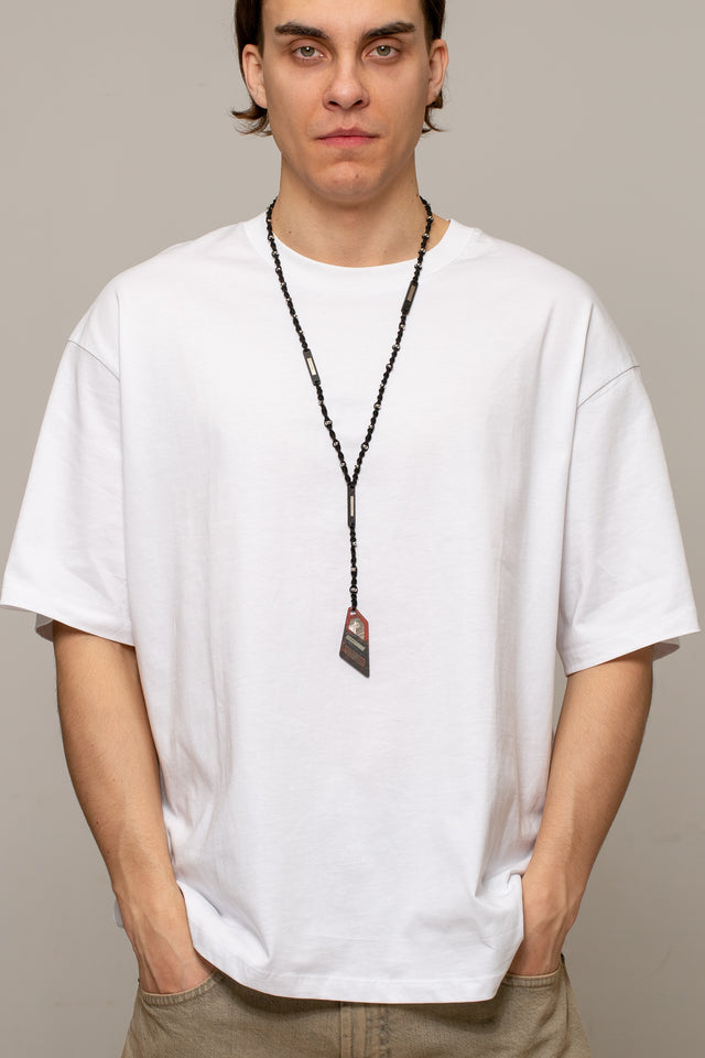 Necklace Asymmetric Bloody fused with meteorite Semchan