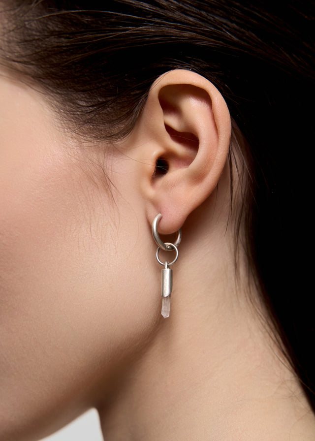 Mono Earring Classic + (M) size cylinder frame with aquamarine #6
