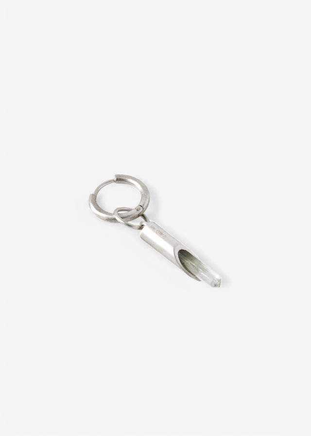 Mono Earring Classic + (M) size cylinder frame with aquamarine #6