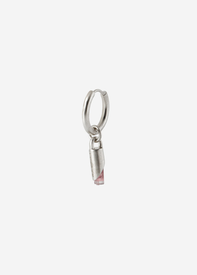 Mono Earring Classic + (S) size cylinder frame with pink tourmaline #7