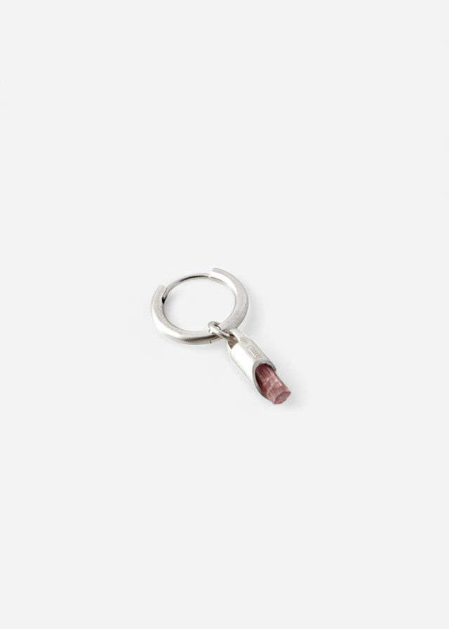 Mono Earring Classic + (S) size cylinder frame with pink tourmaline #7
