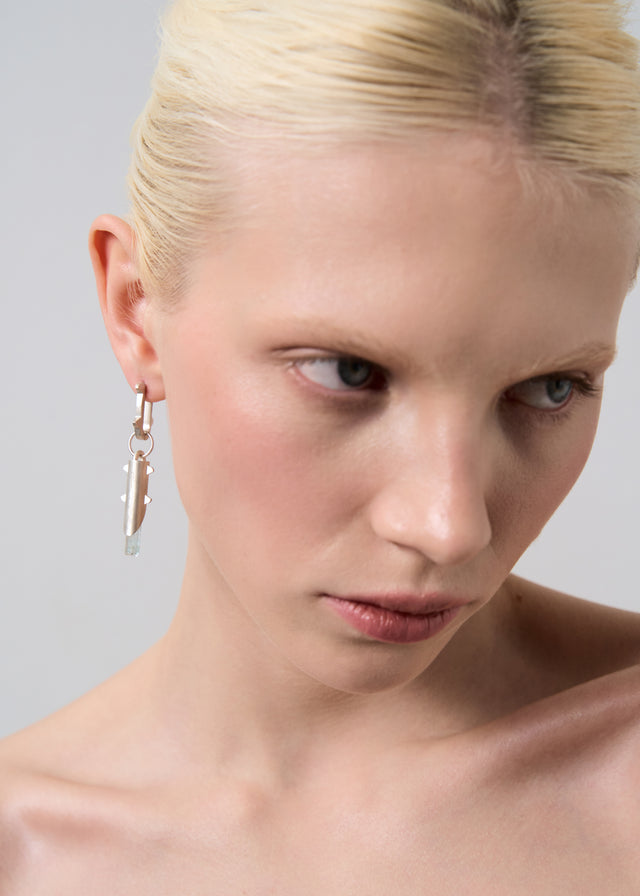 Mono Earring Thorn + (L) size Thorn frame with aquamarine #4