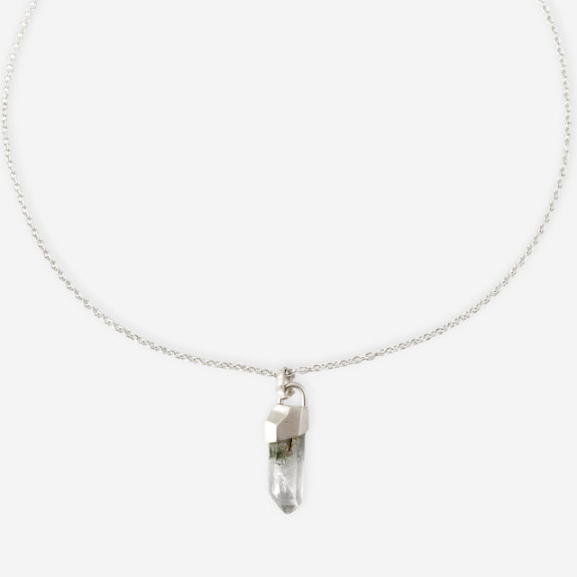 Silver Necklace with transparent quartz