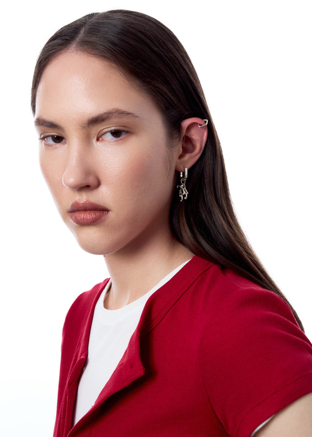 STRUGA Blade + Bear Rabbit Silver Earrings - edgy sterling silver earrings handcrafted Bali - view 4