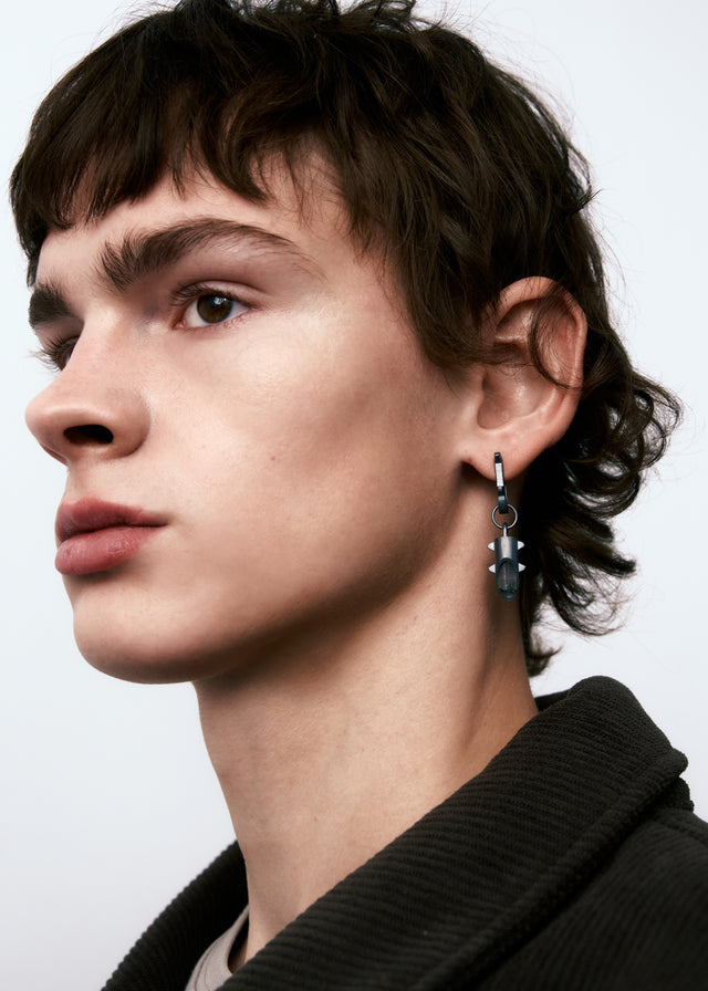 Earring Thorn + (M) size Thorn frame with grey tourmaline #21