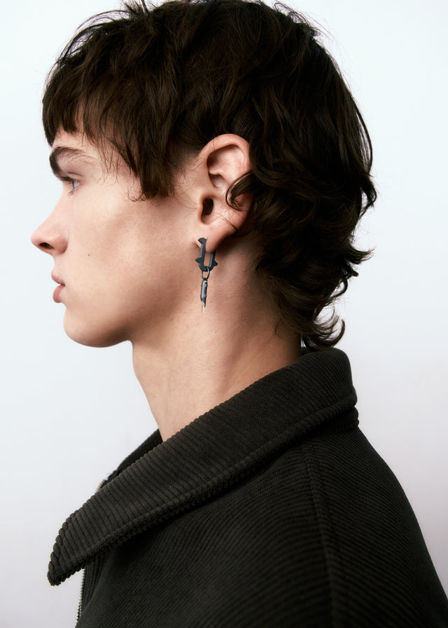 Earring Thorn + (S) size Thorn frame with transparent tourmaline #23