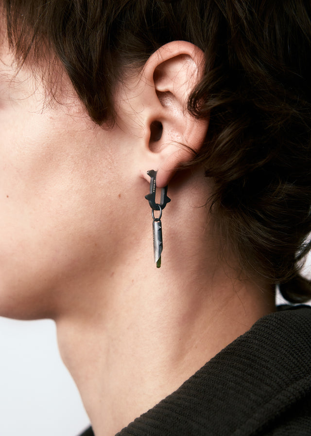 Earring Thorn + (M) size Thorn frame with green tourmaline #19