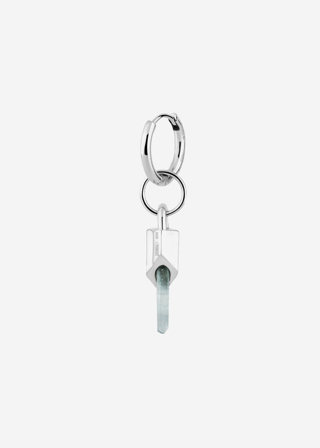 Mono Earring Classic + (M) size Brutalism frame with aquamarine #17
