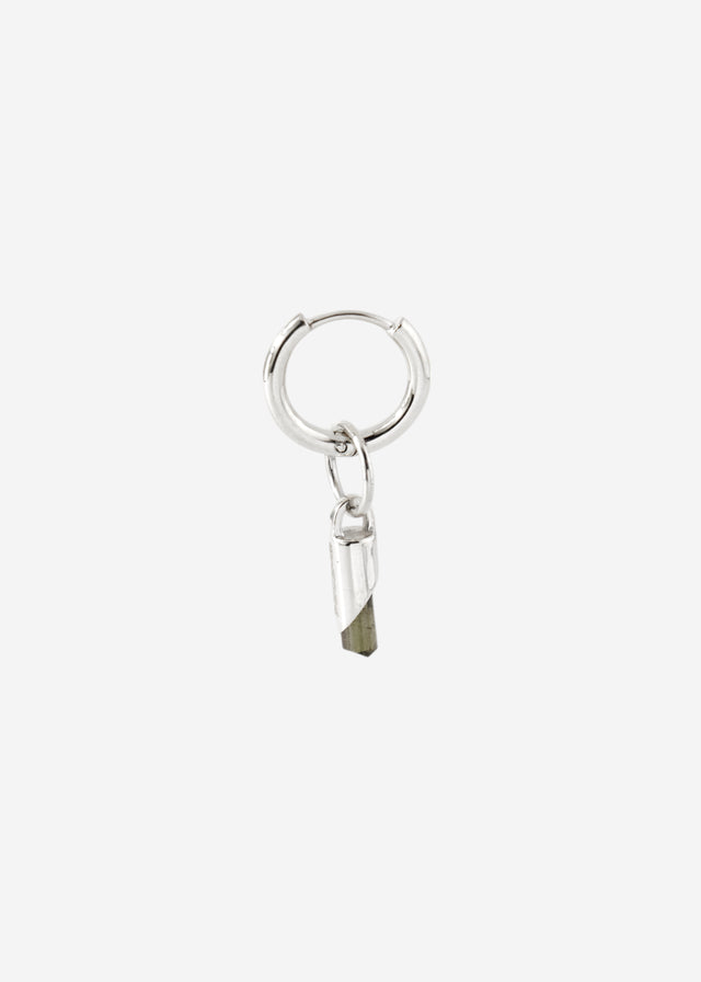 Mono Earring Classic + (S) size cylinder frame with green tourmaline #16