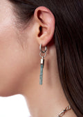 STRUGA Classic + Large Cylinder Frame with Aquamarine #18 Silver Earrings - sterling silver earrings Bali - view 2