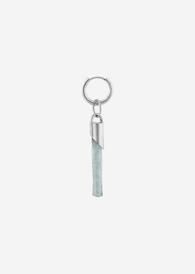 Earring Classic + (L) size cylinder frame with aquamarine # 18