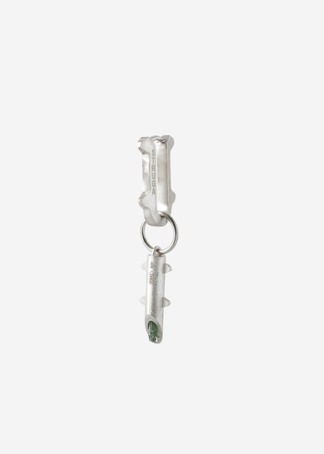Mono Earring Thorn + (M) size Thorn frame with green tourmaline #6