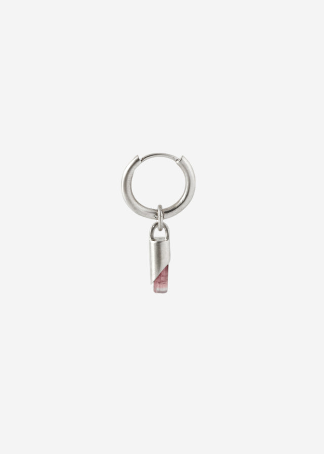 Mono Earring Classic + (S) size cylinder frame with pink tourmaline #7
