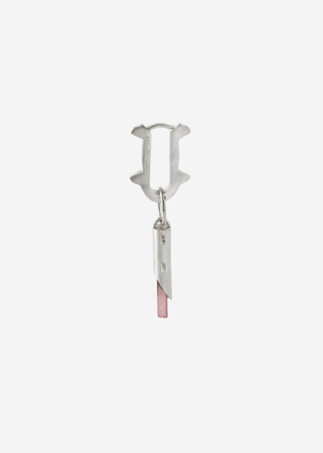 Mono Earring Thorn with (M) size Thorn frame pink quartz